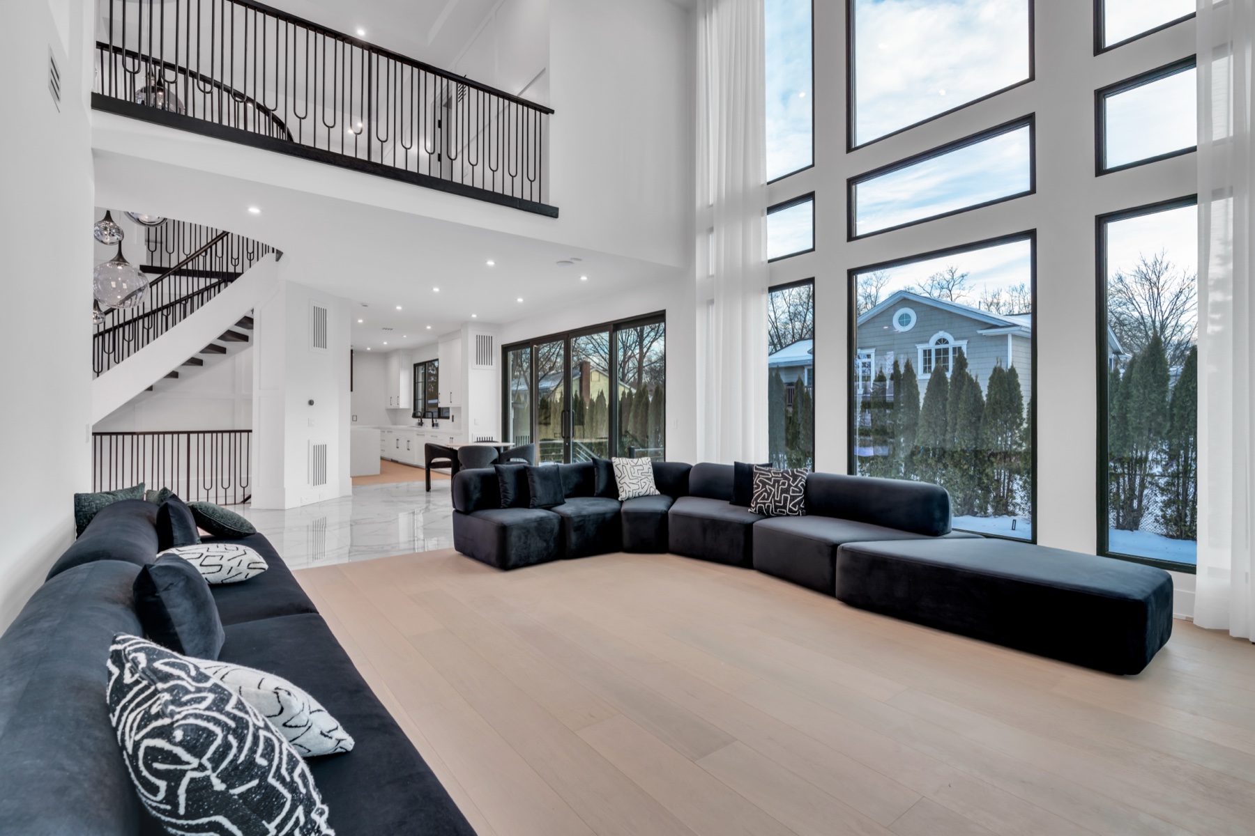 Luxury living room with floor-to-ceiling windows